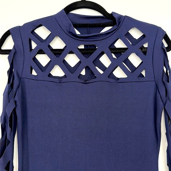 Navy Cutout Bodycon Dress Sz SM - Picture 4 of 5